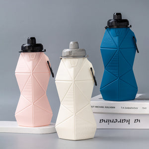 Foldable Silicone Water Bottle 700ml | Leakproof Travel & Sports Hydration | Pink Cup Lid & Black Body