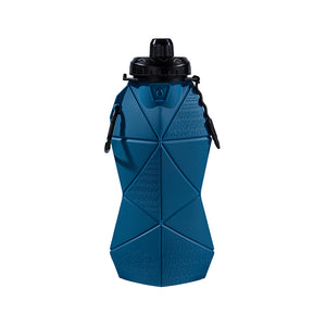 Foldable Silicone Water Bottle 700ml | Leakproof Travel & Sports Hydration | Blue Cup Lid & Black Body