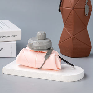 Foldable Silicone Water Bottle 700ml | Leakproof Travel & Sports Hydration | Blue Cup Lid & Black Body