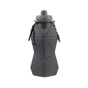 Foldable Silicone Water Bottle 700ml | Leakproof Travel & Sports Hydration | Dark Grey Cup Lid & Grey Body