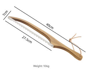 Bread Bow Knife | 2PCS | Artisan Wooden | Serrated Stainless Steel | Brown