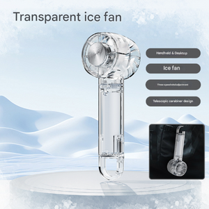 Mini Cooling Fan | Transparent White | USB-C Rechargeable | Ice Compress | 3-Speed Turbine