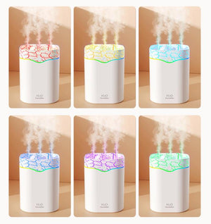Volcano Style Cool Mist Humidifier 2L | Triple Nozzle with RGB LED | Quiet Operation | White