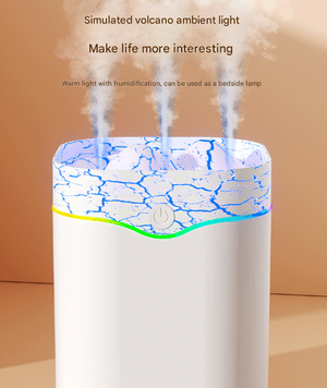 Volcano Style Cool Mist Humidifier 2L | Triple Nozzle with RGB LED | Quiet Operation | Green