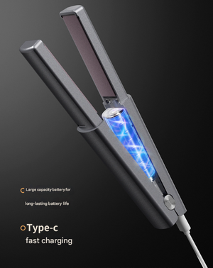 Cordless Hair Straightener | Compact 2-in-1 Flat Iron | USB-C Rechargeable | Purple