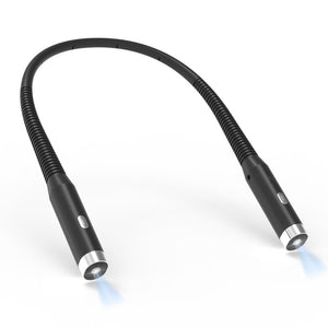 Hands-Free LED Neck Reading Light | USB Rechargeable | 3 Colour & Brightness Modes | Flexible Gooseneck | Black