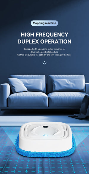 Smart Robotic Floor Mop | Ultra-Slim Automatic Wet & Dry Cleaner with Humidifier Spray | White