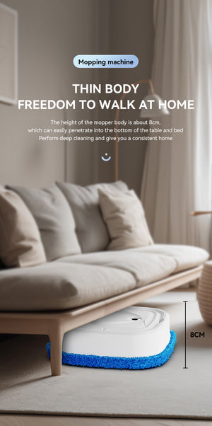 Smart Robotic Floor Mop | Ultra-Slim Automatic Wet & Dry Cleaner with Humidifier Spray | White