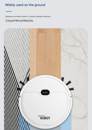 Smart Robot Vacuum Cleaner 3-in-1 | Sweeping, Mopping & Suction for Hard Floors & Pet Hair | White