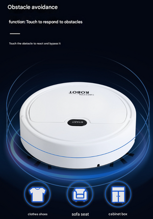 Smart Robot Vacuum Cleaner 3-in-1 | Sweeping, Mopping & Suction for Hard Floors & Pet Hair | Black
