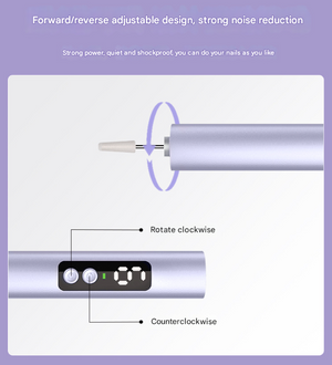Professional Electric Nail File Kit | Portable USB-C Rechargeable Manicure Drill | 6 Speeds & 5 Heads | Purple