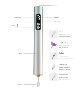 Professional Electric Nail File Kit | Portable USB-C Rechargeable Manicure Drill | 6 Speeds & 5 Heads | Purple