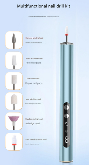 Electric Nail Drill Pen with UV Lamp | Rechargeable | All-in-One Manicure Pedicure Kit | Blue