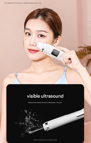 Ultrasonic Skin Scrubber 4-in-1 | Professional Deep Pore Cleanser | Blackhead Remover & EMS Lifting Tool | White
