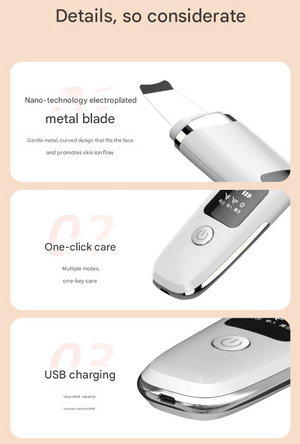 Ultrasonic Skin Scrubber 4-in-1 | Professional Deep Pore Cleanser | Blackhead Remover & EMS Lifting Tool | White