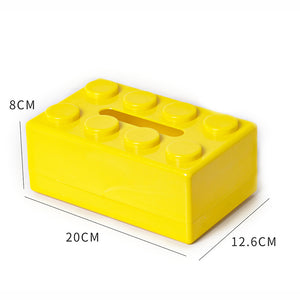 Creative Tissue Box Holder 2PC | Building Block Design | Wall-Mounted & Desktop | Yellow
