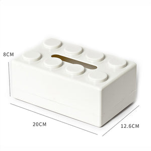 Creative Tissue Box Holder 2PC | Building Block Design | Wall-Mounted & Desktop | White