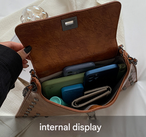 Women’s Shoulder Bag | Retro Studded Envelope | Chain Strap | Pink | Crossbody Tote