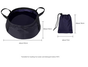 Portable Folding Water Basin 8.5L 2PC | Collapsible Bucket with Carry Bag | Blue | Camping & Travel