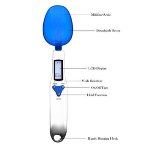 Digital Spoon Scale | High Precision | 3 Measuring Heads | 500g Capacity | Blue