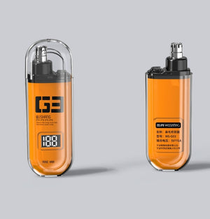 Electric Nose & Ear Hair Trimmer | Painless Grooming Tool | USB-C Rechargeable | LED Display | Orange