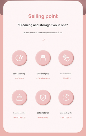 Ultrasonic Contact Lens Cleaner | Portable Automatic Electric Cleaning Case with LED Makeup Mirror | USB Rechargeable | Pink