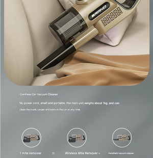 UV Sterilisation Vacuum Cleaner | High-Power Wireless Mite Removal | Deep Cleaning for Home | Khaki