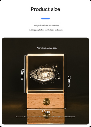 3D Crystal Cube Night Light | Luminous Big Dipper Design | Laser Engraved with Wooden Base