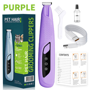 Precision Pet Paw Trimmer | Waterproof & Rechargeable Grooming Clipper | Dog & Cat Paws, Eyes & Ears | Purple
