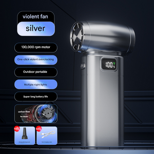 Turbo Fan & Air Duster | Portable High-Speed Brushless Motor 130,000 RPM | Rechargeable | Silver Finish