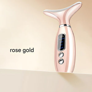 Neck & Face Beauty Massager | Gold | Constant Heat | Ion Infusion | Sonic Vibration