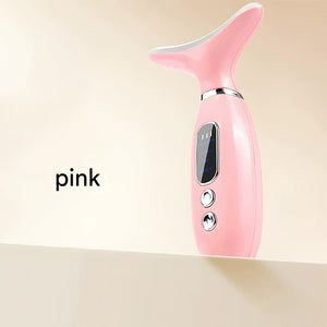 Neck & Face Beauty Massager | Pink | Constant Heat | Ion Infusion | Sonic Vibration