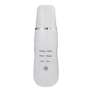 Ultrasonic Skin Scrubber | White | Deep Cleansing Facial Spatula | Peeling, Lifting & Ion Infusion