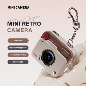 Mini Retro Keychain Camera | 48MP Photos | 1080P HD Video | Built-in Filters & Flash | Khaki Brown