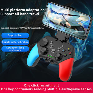 Wireless Gaming Controller | Multi-Platform with Dual Motor Vibration | Turbo & Phone Holder | Black, Red & Blue + Receiver