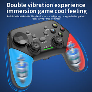 Wireless Gaming Controller | Multi-Platform with Dual Motor Vibration | Turbo & Phone Holder | Black, Red & Blue + Receiver
