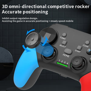 Wireless Gaming Controller | Multi-Platform with Dual Motor Vibration | Turbo & Phone Holder | White, Red & Blue + Receiver