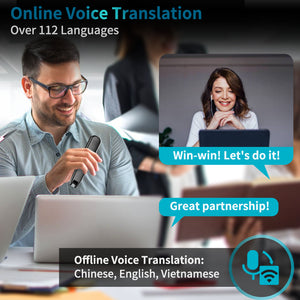 AI Translator Pen | 112+ Languages | Offline Mode | HD Touchscreen & Dictionary | Black