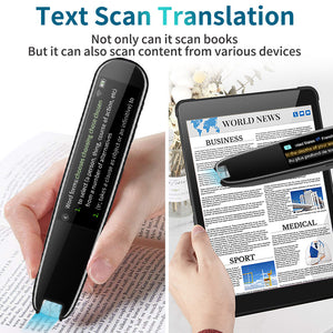 AI Translator Pen | 112+ Languages | Offline Mode | HD Touchscreen & Dictionary | Black