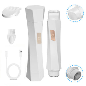 Women's Electric Body Shaver & Facial Trimmer 2-in-1 | IPX7 Waterproof | Dual Head with Ceramic Blades | USB Rechargeable | White