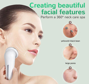 Facial Beauty Wand | Multifunctional with LED Photon Therapy | Hot Compress & Sonic Vibration | White