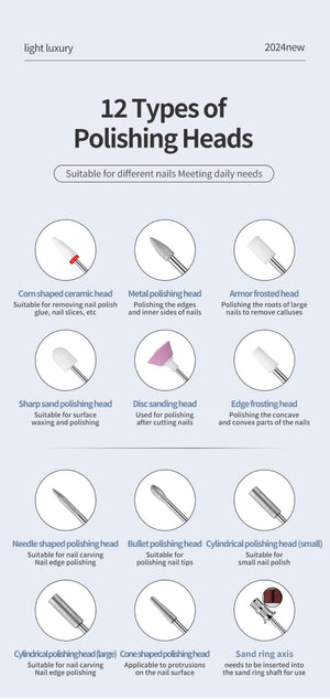 Electric Nail Drill Pen Kit | 3-Speed Rechargeable | Bidirectional Manicure & Pedicure Tool | Silver Grey