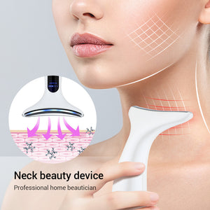 Neck & Face Beauty Device 4-in-1 | LED Light Therapy, EMS Lifting & Anti-Wrinkle Massager | Black