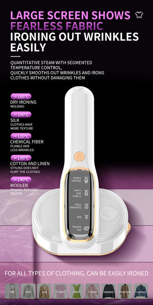 Handheld Garment Steamer & Mini Iron | Smart Temperature Control | Rapid Heating & Powerful Steam | White