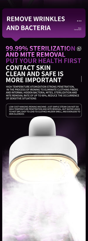 Handheld Garment Steamer & Mini Iron | Smart Temperature Control | Rapid Heating & Powerful Steam | White