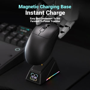 Gaming Mouse | Tri-Mode Wireless | 8000Hz Polling Rate | PAW3950 Sensor with Magnetic Charging Dock | White