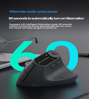 Ergonomic Vertical Mouse | 2.4G/Bluetooth Multi-Mode | LED Display | 57° Angle | 400mAh Battery | White