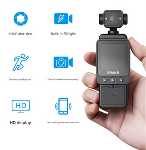 Compact Body Camera | 180° Rotatable Lens | Night Vision | WiFi & Fill Lights | Black + 32GB