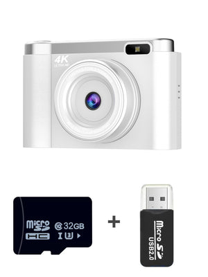 4K Ultra HD Digital Camera | 75MP | 2.8" Rotatable Screen | Auto Focus & Built-in Flash | White