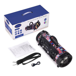 Portable Wireless Speaker | FM Radio | USB/TF Playback | AUX & Microphone Support | 2000mAh Battery | Black